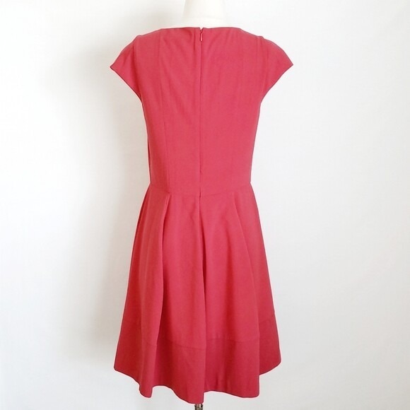 Halston Heritage Red Keyhole Neck Short-Sleeve A-Line Dress- Size 8 - Picture 4 of 8